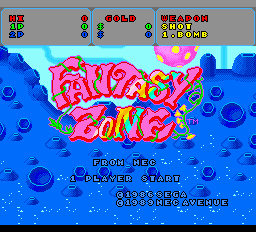 Fantasy Zone title screen for TurboGrafx-16